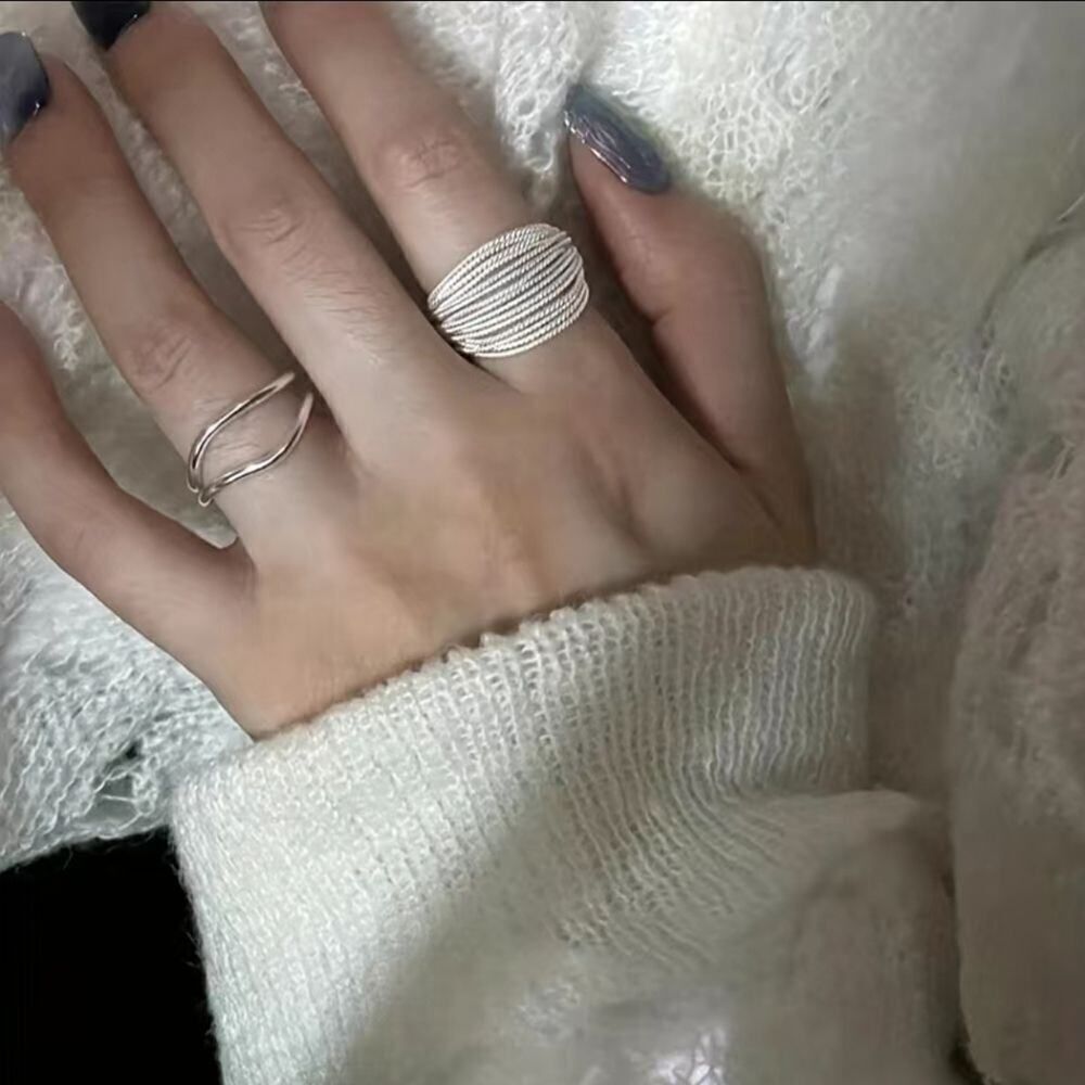 Multi-line Niche Design Finger Ring Opening Adjustable - Picture 5 of 7